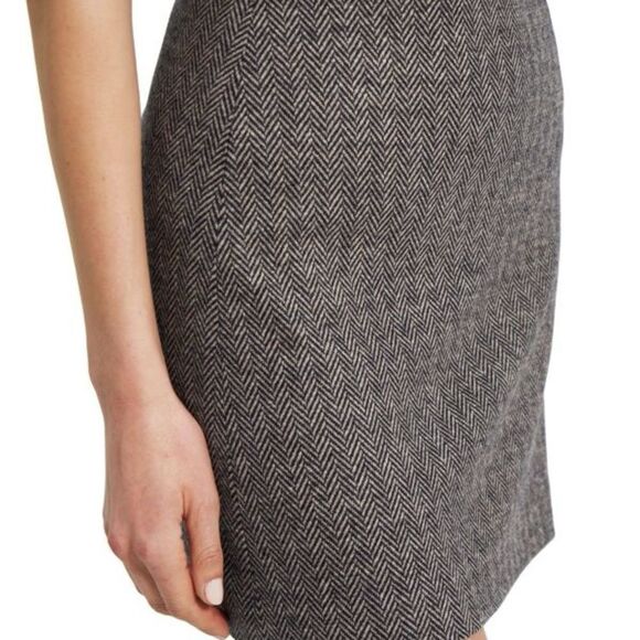 Theory Abbot Knit Herringbone/Chevon Mini Skirt Lined Gray/Black Size 6 NWT - Picture 4 of 16